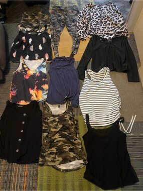 SHEIN Mixed Women’s Tank & Top Lot - Black, White, Camouflage, Navy